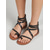 abordables Sandales Gladiateur-Sandales plates à brides tressées noires pour femmes - sandales gladiateur confortables avec bride pour les orteils et fermeture éclair à l'arrière, idéales pour les vacances en plein air et les