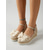halpa Kiilasandaalit-naisten beigenväriset pitsiset espadrille-kiilasandaalit - elegantit platform-korkokengät rusettiyksityiskohdilla &amp;nilkkaremmi saarilomille, rantahäihin &amp;kesäloman asut