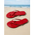 billiga Slide Sandaler-damfärgade, glansiga flip-flops i livfullt rödt - eleganta sandaler i lackskinn för strandsemester och sommarens poolpartyn &amp;tropiska utflykter