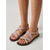 cheap Flat Sandals-Women's Rose Gold Feather Sandals - Sparkly Boho Flat Sandals with Rhinestones &amp; Elastic Back Strap for Beach Vacations, Summer Holidays &amp; Casual Resort Wear