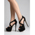 baratos Sapatos Peep Toe-Sandálias pretas femininas de plataforma com salto agulha e tachas, perfeitas para festas sensuais, boates e pole dance.