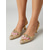olcso Slingback pumpák-női arany színű, strapabíró strasszos cipő és táska szett: csillogó, többszínű, drágaköves, virágos magassarkú cipő clutch-kal partikra