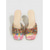 voordelige Hakken Sandalen-Kleurrijke damessandalen met hoge hakken en juwelen - luxe sandalen met vierkante neus en regenboogkleurige edelstenen. &amp;Gouden flared hakken voor diners in resorts en tropische avondfeesten.