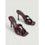 abordables Sandales à talons-Sandales à talons hauts en cuir verni noir pour femme - élégantes mules à bout carré et brides croisées avec talon aiguille, parfaites pour le bureau au quotidien et les soirées. &amp;sorties estivales