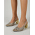 levne Slingback lodičky-Dámské třpytivé zlaté lodičky s rolákovým podpatkem, křišťálovou výzdobou a geometrickým sochařským podpatkem - sexy architektonické podpatky na večírky