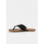 preiswerte Rutschsandalen-Schwarze gewebte Zehensandalen für Damen, bequeme flache Flip-Flops für Sommer, Strand und Urlaub