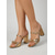 voordelige Hakken Sandalen-Gouden sandalen met dikke hak voor dames - elegante metallic geklede schoenen voor cocktailparty's en avondevenementen.