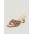 voordelige Hakken Sandalen-Kleurrijke damessandalen met hoge hakken en juwelen - luxe sandalen met vierkante neus en regenboogkleurige edelstenen. &amp;Gouden flared hakken voor diners in resorts en tropische avondfeesten.