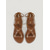 baratos Sandálias Gladiador-Sandálias gladiadoras romanas femininas - sandálias rasteiras de amarrar em couro sintético marrom com tachas douradas. &amp;Design recortado para férias em ilhas, escapadelas na praia. &amp;estilo boho de