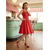 voordelige Retro uit de jaren 50-Damespumps in retrostijl uit de jaren 50 met T-bandje - klassieke rode kunstleren hakken met brogue-details en verstelbare gesp, perfect voor rockabilly-evenementen of kantoor. &amp;vintage dagelijkse