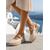 billige Espadrille sandaler-hvite dameespadriller med utskjæring og wedges - retro, uthulede skinnsko med platå og ankelstropp for strandferier og øycruise &amp;sommerferieklær