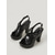 voordelige Platform Sandalen-Damesschoenen met zwarte lakleren plateauhakken en dikke zolen - opvallende feestschoenen voor het uitgaansleven, clubklare peep toe hakken, mode voor avondjes uit