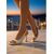 cheap Heeled Sandals-Women's White Polka Dot High Heels - Elegant Square Toe Slingback Sandals with Flare Heel for Resort Dinners, Summer Evening Parties &amp; Chic Tropical Getaways