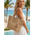 billige Reise- og feriebager-Dame bohemsk vevd toteveske, khaki beige strandveske med stor kapasitet og dusk-sjarm for strandferie, reise, daglig fritidsbruk
