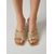 abordables Madre de la Novia/Novio-Mules elegantes de malla dorada con tacón de bloque para mujer: zapatos de boda sofisticados para la madre de la novia.