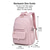 baratos Mochilas de Faculdade-Mochila universitária feminina estilo coreano, impermeável, em nylon, com grande capacidade e vários bolsos. Design rosa e estético, ideal para a faculdade, viagens e deslocamentos diários.