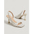 cheap Heeled Sandals-Women's White Polka Dot High Heels - Elegant Square Toe Slingback Sandals with Flare Heel for Resort Dinners, Summer Evening Parties &amp; Chic Tropical Getaways
