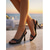 cheap Heeled Sandals-Women's White Polka Dot High Heels - Elegant Square Toe Slingback Sandals with Flare Heel for Resort Dinners, Summer Evening Parties &amp; Chic Tropical Getaways