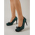 preiswerte Klassische Pumps-Smaragdgrüne Damen-Pumps mit Spitze – elegante Pumps mit eckiger Spitze und Strassschleife. &amp;Stilettoabsatz für alltägliche gesellschaftliche Anlässe, Abendpartys &amp;formelle Anlässe