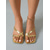 abordables Sandales à talons-Escarpins dorés métallisés pour femme - sandales chics à bout carré et talon bloc transparent, avec bride entre-doigts, idéales pour une soirée ou un cocktail. &amp;vêtements de villégiature de luxe