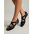 voordelige Pumps met blokhak-Champagnekleurige satijnen ballerina's voor dames - elegante Mary Janes met vierkante neus en gekruiste bandjes. &amp;Strikje als accent voor dagelijks gebruik op kantoor, casual chic. &amp;stadswandelingen