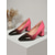 preiswerte Pumps mit Blockabsatz-Elegante Damen-Pumps aus Lackleder mit Farbverlauf – schwarze und rote Pumps mit spitzer Zehenpartie und Blockabsatz für Büro, Business Casual und professionelles Outfit