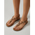 billige Flate sandaler-dame bohemske thong-sandaler - brune flate sandaler med t-stropper og perleblomsterdekor &amp;elastisk ryggstropp for øyferier og strandferier &amp;sommerferieklær