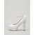 preiswerte Braut-Weiße, elegante Brautpumps mit Plateauabsatz und Perlen-Knöchelriemen für Stadthochzeiten, Bräute und Hochzeitsgäste