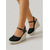 economico Sandali espadrilles-zeppe espadrillas da donna nere all'uncinetto - sandali boho con plateau alto e cinturino alla caviglia per fughe su isole e feste in spiaggia &amp;vacanze estive in crociera