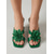 voordelige Hakken Sandalen-Groene damessandalen met bloemenprint en hoge hak - elegante muiltjes van lakleer met vierkante neus en een sierlijke kittenhak. &amp;Bloemdetails voor tropische vakanties en gala-avonden. &amp;tuinfeesten