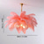 baratos Luzes da ilha-Lustre pendente de led lindo extra grande buquê de penas de avestruz de 80 cm Luz pendente de 5 luzes luminária montada romântica para restaurante cadeia de quarto ajustável