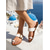 economico Infradito scivolosi-Sandali da donna bianchi a ciabatta - sandali bassi moderni con fibbia effetto tartaruga e anello per le dita, ideali per vacanze su isole e crociere tropicali. &amp;moda estiva da resort