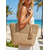 billige Reise- og feriebager-Dame bohemsk vevd toteveske, khaki beige strandveske med stor kapasitet og dusk-sjarm for strandferie, reise, daglig fritidsbruk