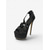 baratos Sapatos Peep Toe-Sandálias pretas femininas de plataforma com salto agulha e tachas, perfeitas para festas sensuais, boates e pole dance.