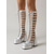 abordables Botas con plataforma-Botas gladiadoras holográficas plateadas para mujer: calzado llamativo para fiestas nocturnas, botas de tacón alto para discoteca.