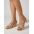abordables Madre de la Novia/Novio-Mules elegantes de malla dorada con tacón de bloque para mujer: zapatos de boda sofisticados para la madre de la novia.