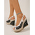 economico Sandali con zeppa-zeppe espadrillas da donna a pois rossi - sandali con plateau e punta aperta in stile nautico anni '50 con cinturino posteriore, perfetti per crociere e cene a bordo. &amp;feste in riva al mare