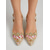 olcso Slingback pumpák-női arany színű, strapabíró strasszos cipő és táska szett: csillogó, többszínű, drágaköves, virágos magassarkú cipő clutch-kal partikra