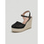 economico Sandali espadrilles-zeppe espadrillas da donna nere all'uncinetto - sandali boho con plateau alto e cinturino alla caviglia per fughe su isole e feste in spiaggia &amp;vacanze estive in crociera