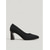cheap Block Heel Pumps-Women's Burgundy Chunky Heels - Wine Red Ribbed Knit Pointed Toe Block Pumps for Office Work, Business Meeting, Daily Commuting