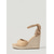 abordables Sandales espadrilles-Espadrilles compensées pour femmes - chaussures à plateforme en daim beige avec bride à la cheville et bout ouvert, idéales pour les vacances à la plage, les croisières tropicales et les fêtes au bord