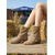 preiswerte Frauen-Damen Outdoor Musikfestival Schnalle Blockabsatz Runde Zehe Bohemien Urlaub Kunstwildleder Loafer Khaki Braun