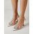preiswerte Slingback-Pumps-Damen Party Resortabende Strass Stiletto Spitze Zehe Mode PVC Loafer Weiß Silber Champagner