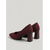 cheap Block Heel Pumps-Women's Burgundy Chunky Heels - Wine Red Ribbed Knit Pointed Toe Block Pumps for Office Work, Business Meeting, Daily Commuting