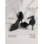 voordelige Retro uit de jaren 50-Dames pumps met stippenprint uit de jaren 50, zwart met spitse neus en enkelbandje. &amp;buiging voor kantoor, werk &amp;zakelijke casual