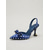 olcso Slingback pumpák-női sötétkék pöttyös slingback magassarkú cipők - retró szatén hegyes orrú, cicasarkú, masnival, hétköznapi viseletre &amp;irodai munka