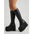 baratos Mulheres-Botas pretas de plataforma até o joelho para mulheres - botas altas e robustas com salto anabela estilo gótico, perfeitas para saias jeans, festivais de música ao ar livre e fantasias de Halloween.