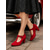 cheap 1950s Retro-Women's Red Suede Mary Jane Shoes - Retro 1950s T-Strap Block Heels for Evening Cocktail Party, Vintage Prom Dress Pumps