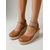 billige Espadrille sandaler-Dame Feriereise Øy og cruise Kile Rund Tå Ferie Fuskelær Spenne Brun