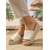abordables Sandales espadrilles-Femmes Plage Vacances Compensé Bout Rond Bohème Vacances Lin Mocassin Beige